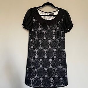 Black and white lace shift dress